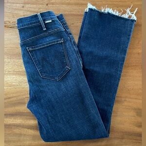 Mother Ankle Fray Denim Jeans in Dark Illusions